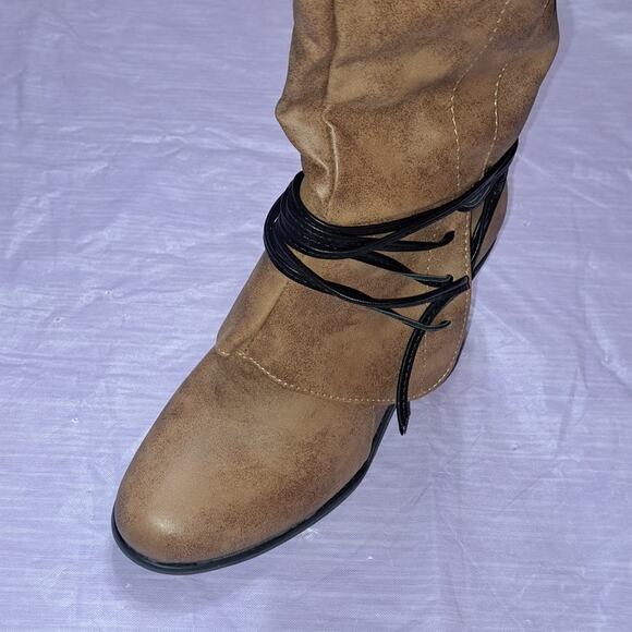 Ladies Brown Knee High Long Western Style Equestrian Riding Boots Size 7.5 - Picture 7 of 12